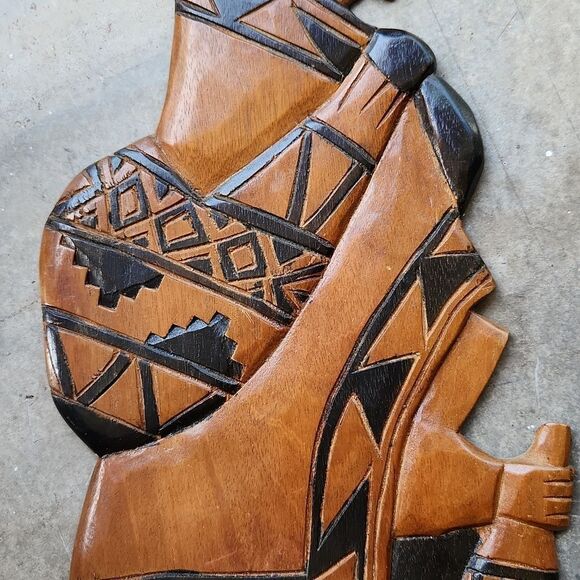 La Paz Bolivia Hand Carved Wooden Wall Hanging 1982 Set of 2 - Picture 3 of 14